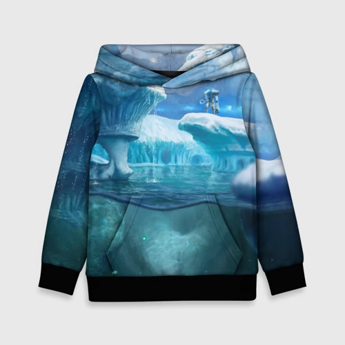 Детская толстовка 3D с принтом Subnautica - краб на леднике, вид спереди #2