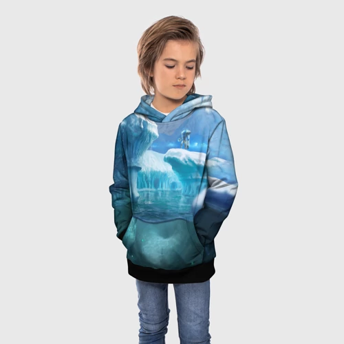 Детская толстовка 3D с принтом Subnautica - краб на леднике, фото на моделе #1