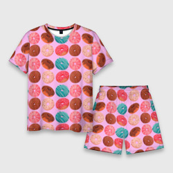 Мужской костюм с шортами 3D Сладкие пончики цветные