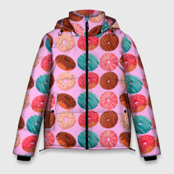 Мужская зимняя куртка 3D Сладкие пончики цветные