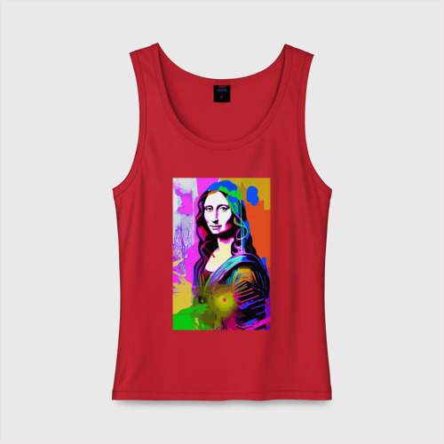 Женская майка хлопок Mona Lisa - Gioconda painting, цвет красный