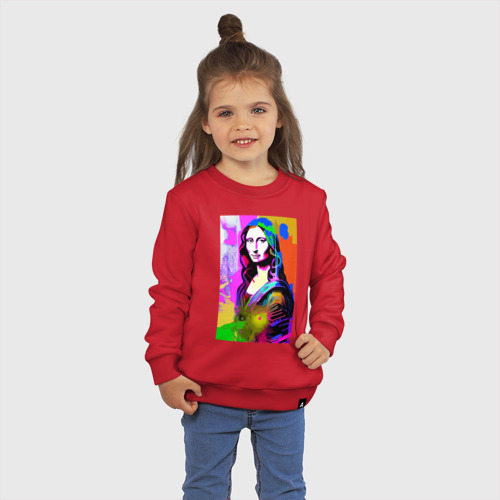 Детский свитшот хлопок Mona Lisa - Gioconda painting, цвет красный - фото 3