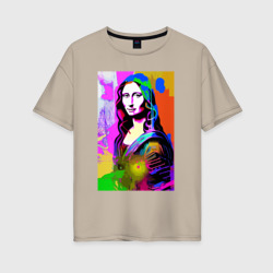 Женская футболка хлопок Oversize Mona Lisa - Gioconda painting