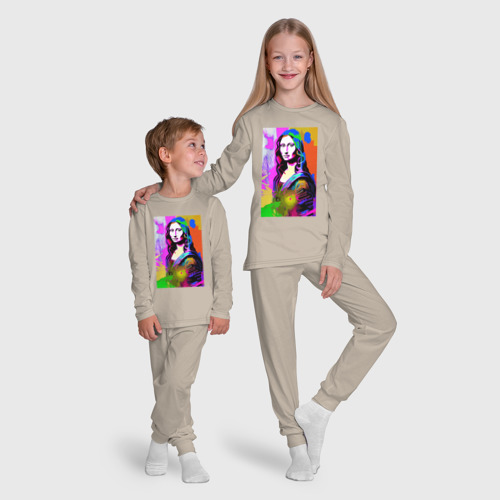 Детская пижама с лонгсливом хлопок Mona Lisa - Gioconda painting, цвет миндальный - фото 9