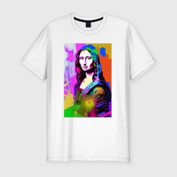 Мужская футболка хлопок Slim Mona Lisa - Gioconda painting