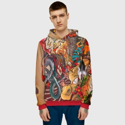 Мужская толстовка 3D Иредзуми: демон и дракон - фото 2