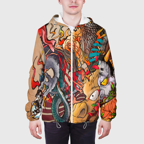 Мужская куртка 3D Иредзуми: демон и дракон, цвет 3D печать - фото 4