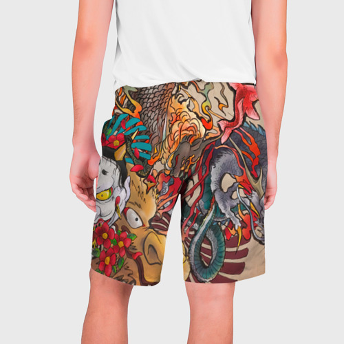 Мужские шорты 3D Иредзуми: демон и дракон, цвет 3D печать - фото 2
