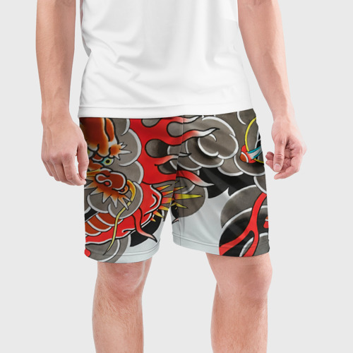 Мужские шорты спортивные Иредзуми: дракон в дыму, цвет 3D печать - фото 3