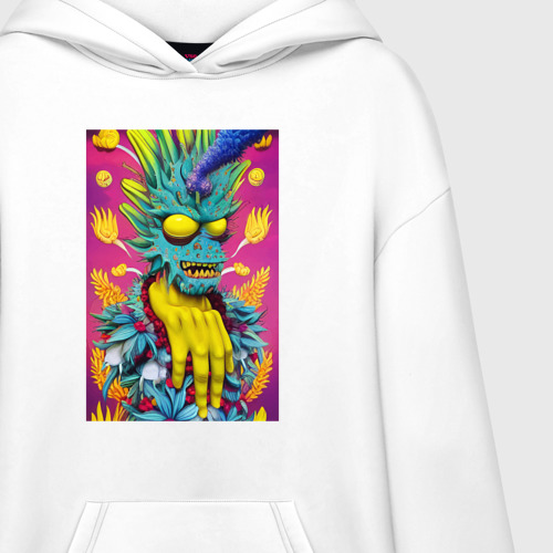 Худи SuperOversize хлопок Demon Oni - pop art, цвет белый - фото 3