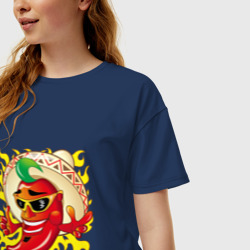 Женская футболка хлопок Oversize Горячий мексиканский перчик чили - фото 2