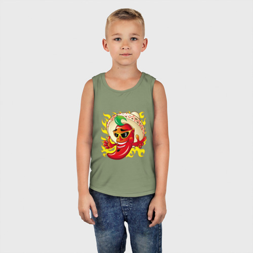 Детская майка хлопок Горячий мексиканский перчик чили, цвет авокадо - фото 5