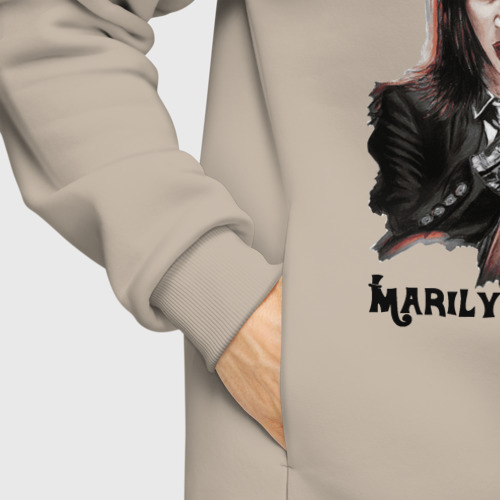 Мужское худи Oversize хлопок Marilyn Manson clipart, цвет миндальный - фото 8