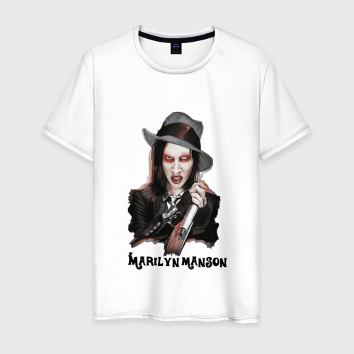 Мужская футболка из хлопка с принтом Marilyn Manson clipart, вид спереди №1