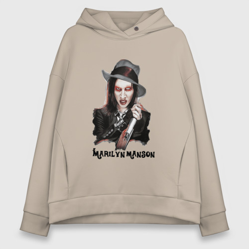 Женское худи Oversize хлопок Marilyn Manson clipart, цвет миндальный