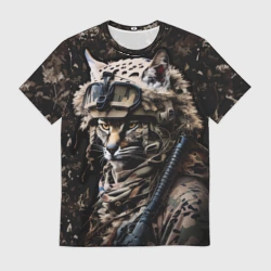 Мужская футболка 3D Рысь солдат спецназа