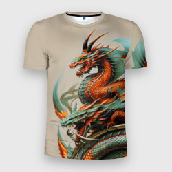 Мужская футболка 3D Slim Japan dragon - irezumi