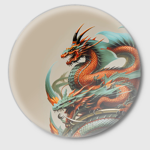 Значок Japan dragon - irezumi, цвет белый