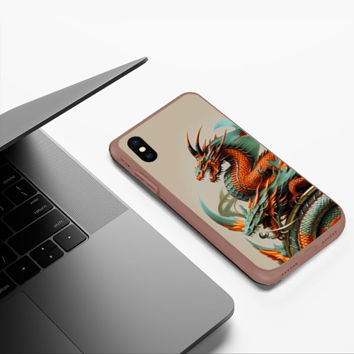 Чехол для iPhone XS Max матовый Japan dragon - irezumi, цвет коричневый - фото 5