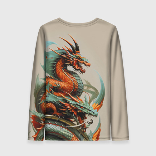 Женский лонгслив 3D с принтом Japan dragon - irezumi, вид сзади #1