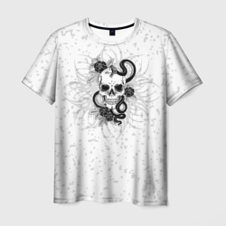Мужская футболка 3D Череп со змеей тату