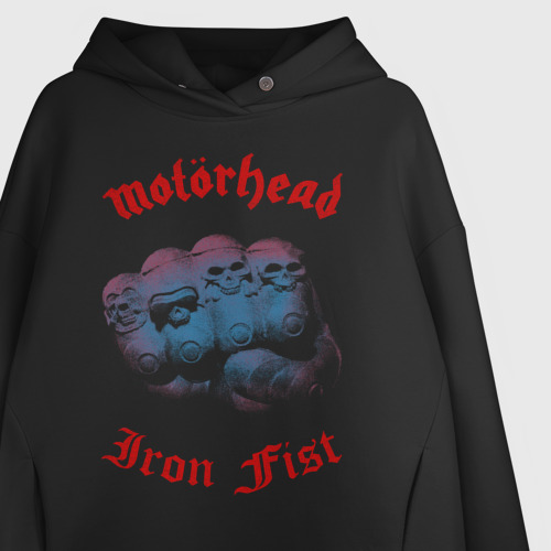 Женское худи Oversize хлопок Motorhead Iron Fist, цвет черный - фото 3