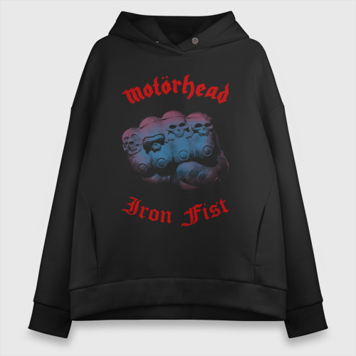 Женское худи Oversize хлопок Motorhead Iron Fist, цвет черный