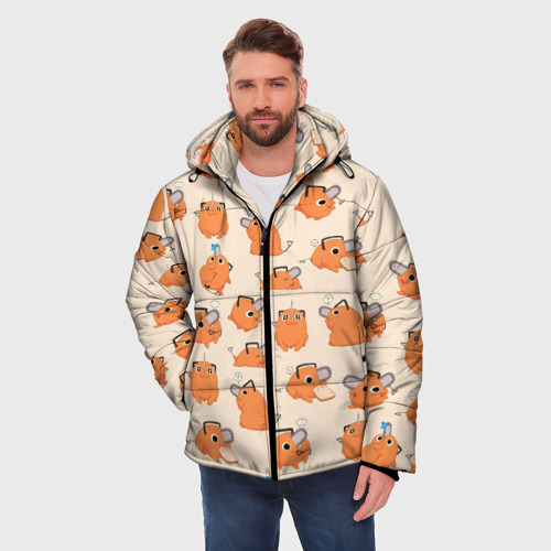 Мужская зимняя куртка 3D Человек-бензопила - Почита и хлебушек, цвет светло-серый - фото 3