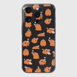 Чехол для iPhone 15 Pro силиконовый с защитой камеры Chainsaw Man - Почита паттерн