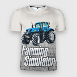 Мужская футболка 3D Slim Синий трактор