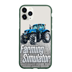 Чехол для iPhone 11 Pro Max матовый Синий трактор