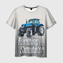 Мужская футболка 3D Синий трактор