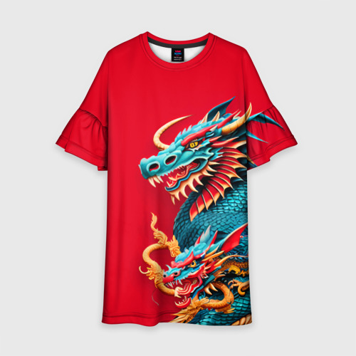 Детское платье 3D Japanese dragon - irezumi, цвет 3D печать