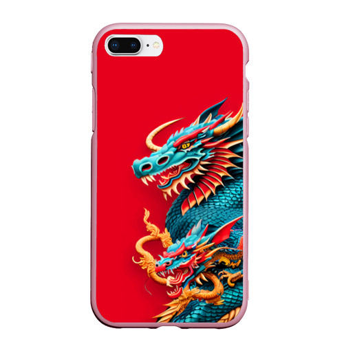 Чехол для iPhone 7Plus/8 Plus матовый Japanese dragon - irezumi, цвет розовый