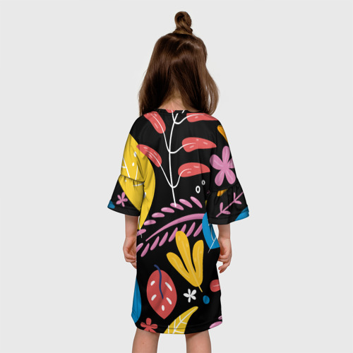 Детское платье 3D с принтом Красочная цветочная композиция, вид сзади #2