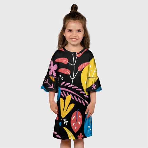 Детское платье 3D с принтом Красочная цветочная композиция, вид сбоку #3