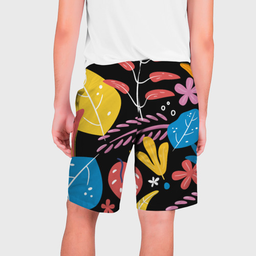 Мужские шорты 3D с принтом Красочная цветочная композиция, вид сзади #1