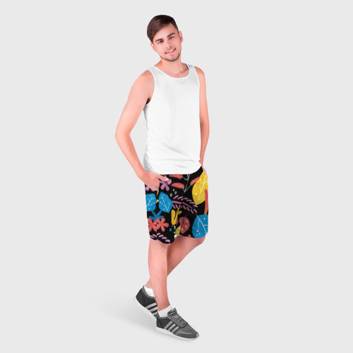 Мужские шорты 3D с принтом Красочная цветочная композиция, фото на моделе #1