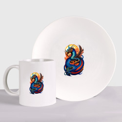Набор: тарелка + кружка Japanese dragon - irezumi art