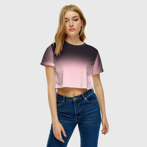 Женская футболка Crop-top 3D Градиент: от черного к розовому, цвет 3D печать - фото 4