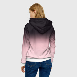 Толстовка с принтом Градиент: от черного к розовому для женщины, вид на модели сзади №2. Цвет основы: белый
