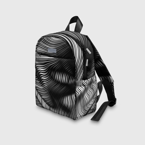 Детский рюкзак 3D с принтом Оптические волны, вид сбоку #3