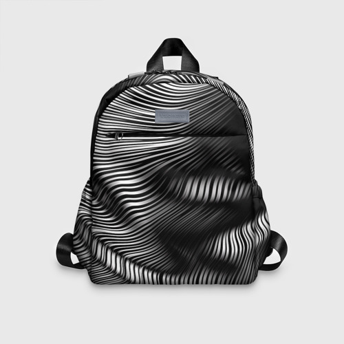 Детский рюкзак 3D с принтом Оптические волны, вид спереди #2