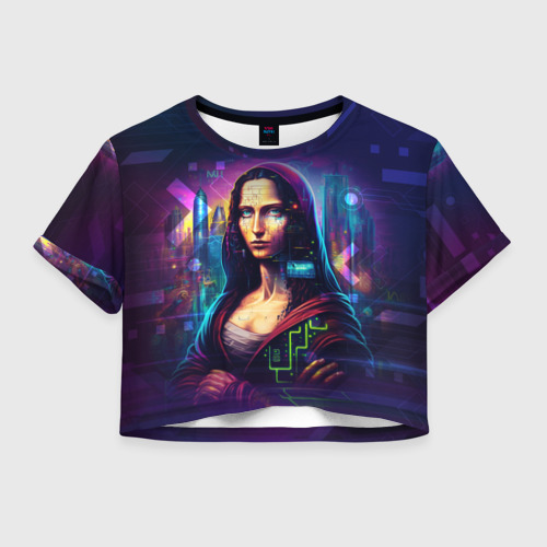 Женская футболка Crop-top 3D Cyberpunk Mona Lisa, цвет 3D печать