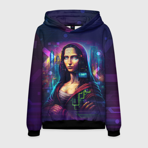 Мужская толстовка 3D Cyberpunk Mona Lisa, цвет черный