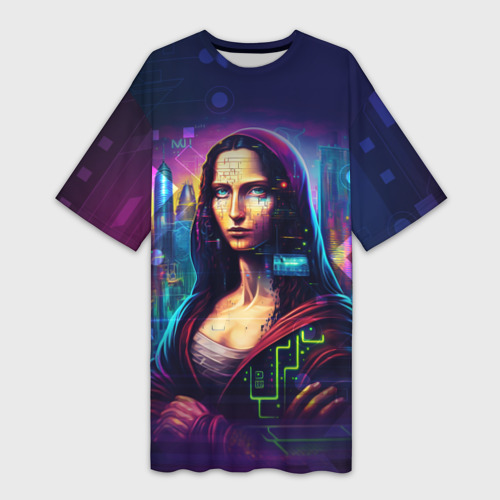 Платье-футболка 3D Cyberpunk Mona Lisa