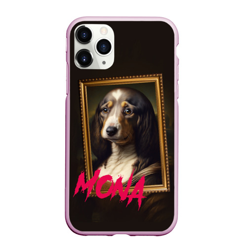 Чехол для iPhone 11 Pro Max матовый Dog Mona Lisa, цвет розовый