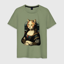 Мужская футболка хлопок Кошка Мона Лиза