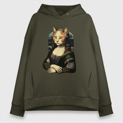 Женское худи Oversize хлопок Кошка Мона Лиза