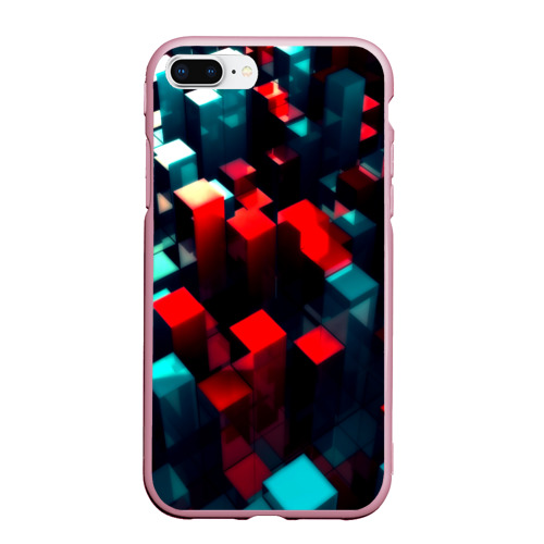 Чехол для iPhone 7Plus/8 Plus матовый с принтом Digital abstract cube, вид спереди #2